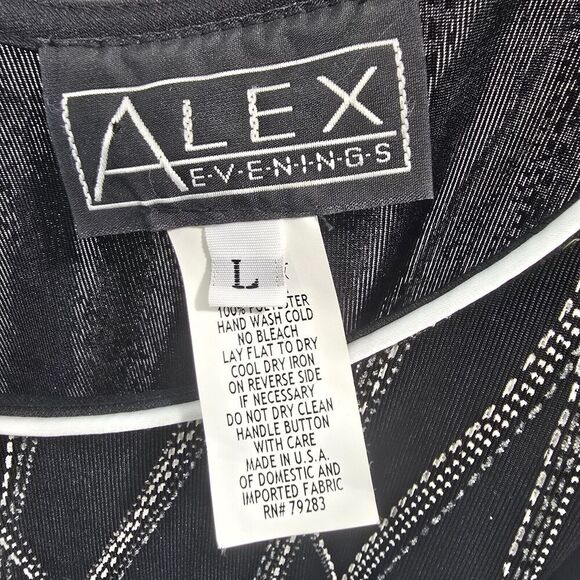 Alex Evenings Jacket Women Large Black Sparkle Shimmer Metallic Tank Set Two - Picture 11 of 16